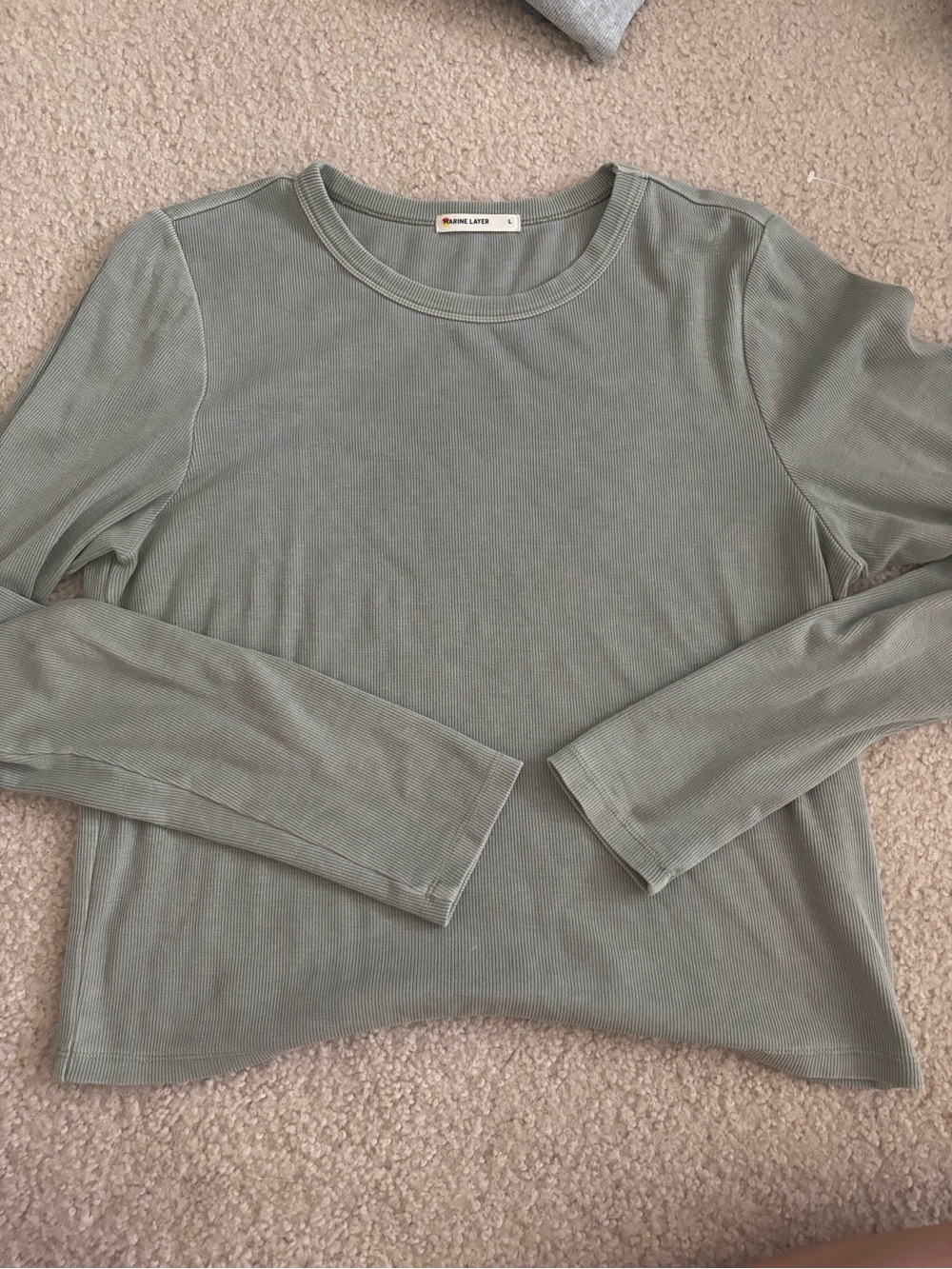 Marine Layer Ribbed Long Sleeve Tee in Sage